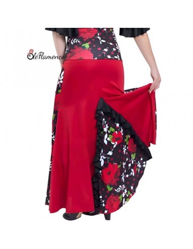 Falda de Baile Flamenco Entallada en Rojo y Negro