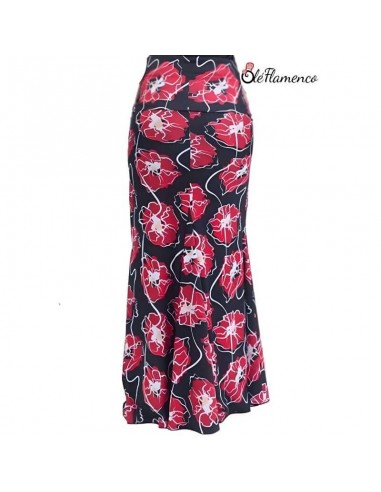 Falda de baile flamenco con cintura alta y licra estampada