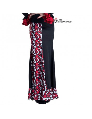 Falda de Baile Flamenco con 4 palas y Estampado de Lunares