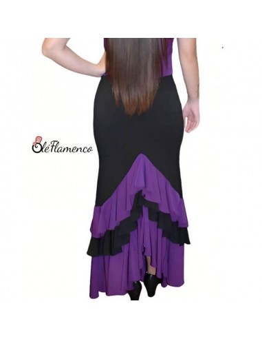 Falda Flamenca Tres volante en pico negro morado