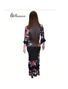 Conjunto cuerpo y falda de tres volantes en pico negro... 2