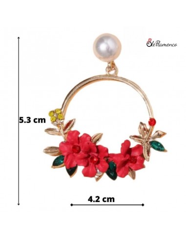 Pendientes Flamenca Aro y flores