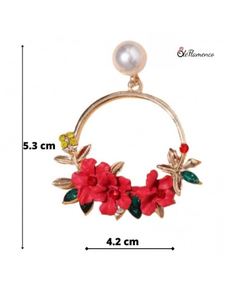 Pendientes Flamenca Aro y flores
