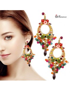 Pendientes Flamenca de Aro con Detalles Florales