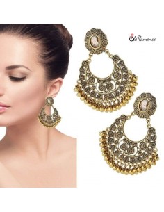 Pendientes Flamenca de Aro Dorado Repujado