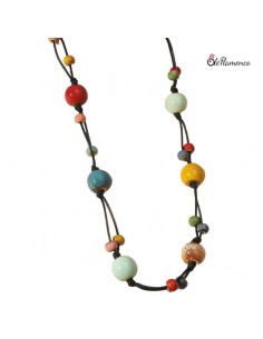Collar de Cordón con Bolas de Cerámica