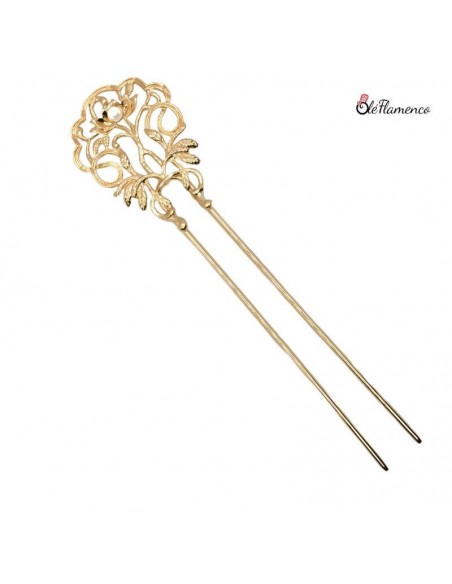 Peineta Flamenca Dorada con Perla