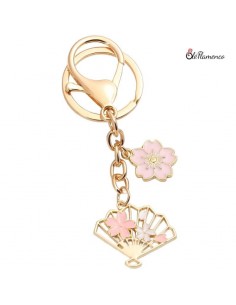 Llavero Flamenco con Abanico y Flor en Colores Pastel