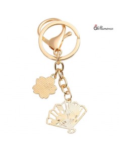 Llavero Flamenco con Abanico y Flor en Colores Pastel 2