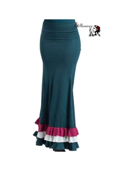 Falda flamenca entallada Tres volantitos Liso