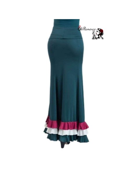 Falda flamenca entallada Tres volantitos Liso