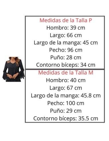Blusa Negra con Lunares y Volantes en pico