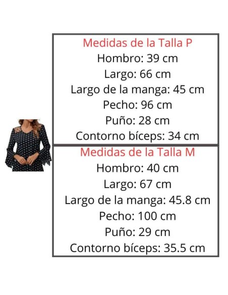 Blusa Negra con Lunares y Volantes en pico