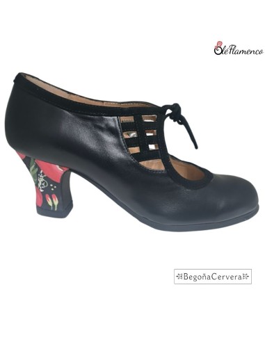 Zapato de Baile Flamenco Profesional - Negro/Tacón Pintado