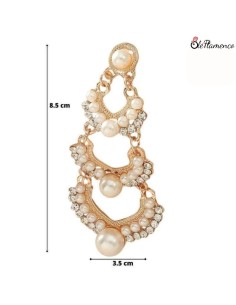 Pendientes de flamenca Tres aros perlas con dorado 2