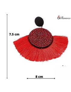 Pendientes de flamenca Abanico flecos Rojos 2