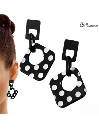 Pendientes de flamenca lunares negro y blanco...