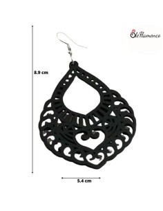 Pendientes de flamenca Madera Repujados Negros 2