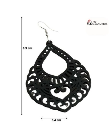 Pendientes de flamenca Madera Repujados Negros