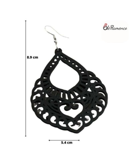 Pendientes de flamenca Madera Repujados Negros