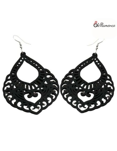 Pendientes de flamenca Madera Repujados Negros