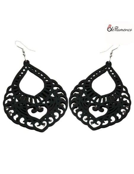 Pendientes de flamenca Madera Repujados Negros