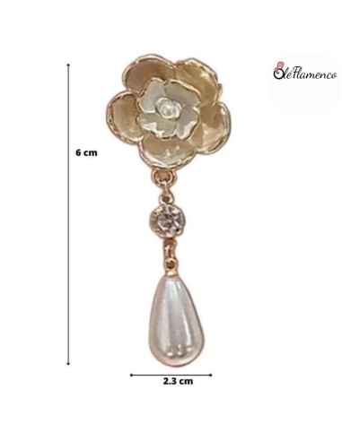 Pendientes de flamenca Flor con lagrima de perla