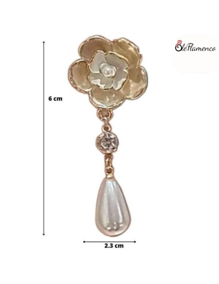 Pendientes de flamenca Flor con lagrima de perla