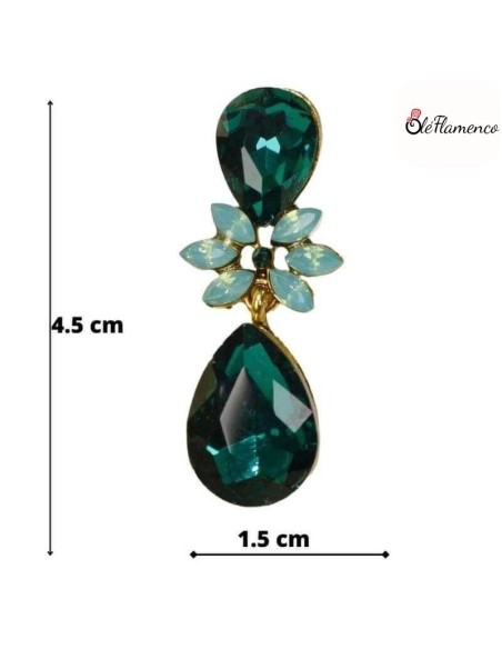 Pendientes de flamenca Lagrima verde