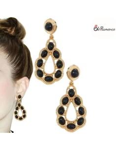 Pendientes de flamenca Aro lagrima negro