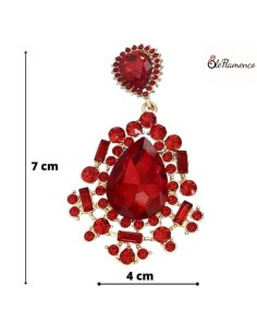 Pendientes de flamenca Rojo Diamante 2