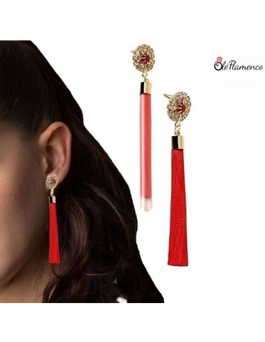 Pendientes de flamenca  flecos Rojos