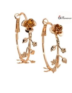 Pendientes de flamenca aros de metal dorado con flor metal