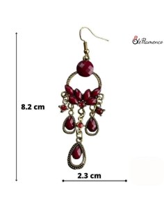 Pendientes de flamenca Largos Rojo con lagrimas 2