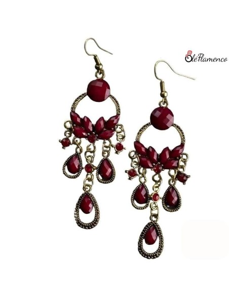 Pendientes de flamenca Largos Rojo con lagrimas