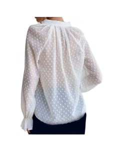 Blusa de Mujer con topos- Cuello en Pico y Transparencia... 2