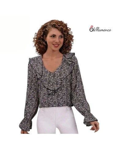 Blusa Estampada de Mujer con Volantes y Aire...