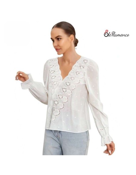 Blusa de Mujer con Bordado Elegante-Calidad y Estilo en Algodón