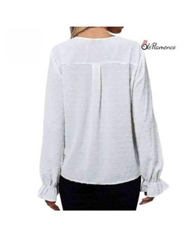 Blusa de Mujer con Topos y Bordado