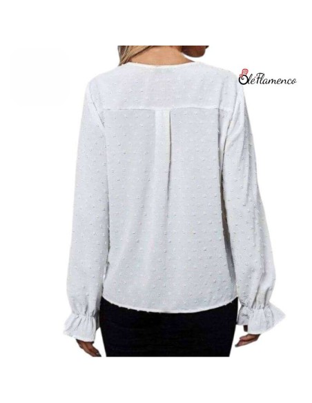 Blusa de Mujer con Topos y Bordado