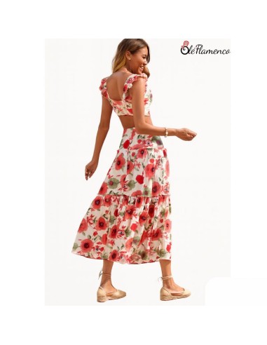 Conjunto de dos piezas floral para romería Amapola