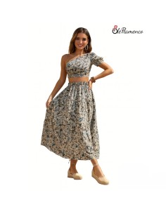 Conjunto de dos piezas floral para romería Asimetrico