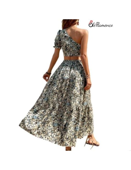 Conjunto de dos piezas floral para romería Asimetrico