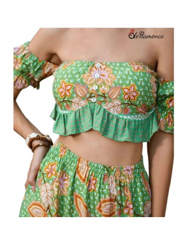 Conjunto floral dos piezas para romeria Verde