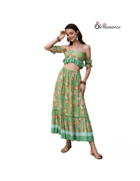 Conjunto floral dos piezas para romeria Verde