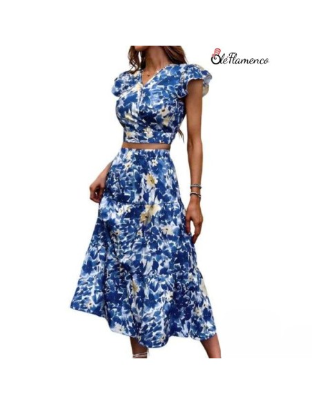 Conjunto floral dos piezas para romeria Azul