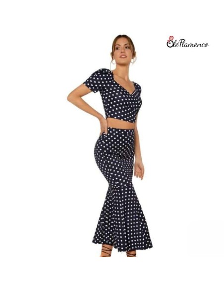 Conjunto de Top y Falda Sirena con Estampado de Lunares - ideal para Romeria
