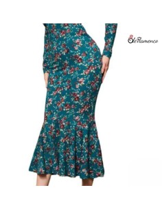 Falda Sirena Flamenca Floral en Tejido Elástico... 2