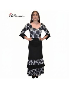 Conjunto cuerpo con volantes y falda de tres volantes en...