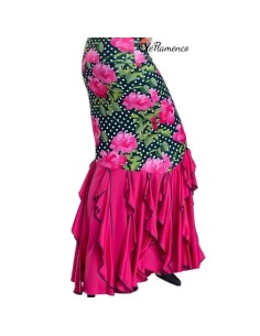 Falda de baile flamenco con volantes colgantes terminados en hilo a contraste y corte en diagonal de Olé Flamenco. 2
